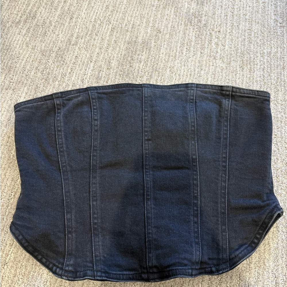 Denim Forum Black Denim Corset Top
